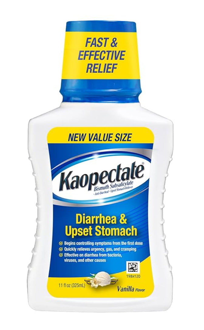 Kaopectate Anti-Diarrheal Soft Chews 24 Count and Upset Stomach Relief Liquid 11 Fl Oz (325 ml) DLC: Déc26