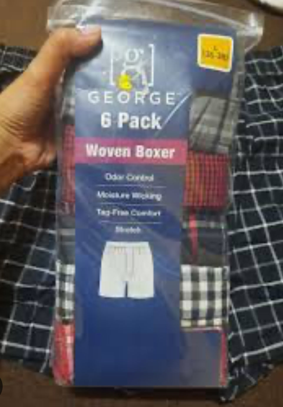 George Men's Moisture-Wicking Stretch Woven Boxers, 6-Pack, Sizes L