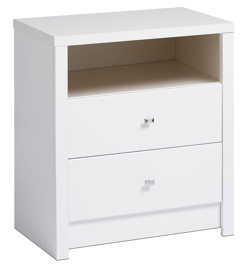 Calla Tall 2 Drawer Nightstand White - Prepac LPFN841344
