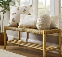 
              Bench with Woven Frame Light Brown - Threshold™ designed with Studio McGee: Ash Frame, Rectangle Shape, No Upholstery
            