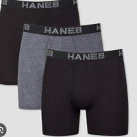 Hanes Premium Men's Long Leg Boxer Briefs with Anti Chafing Total Support Pouch 3pk - Black/Gray/ Size M