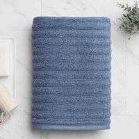 WelHome 100% Cotton Bumpy Textured Bath Towel Blue