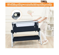 
              Costway Baby Bassinet Bedside Sleeper w/Storage Basket & Wheel for Newborn Navy
            