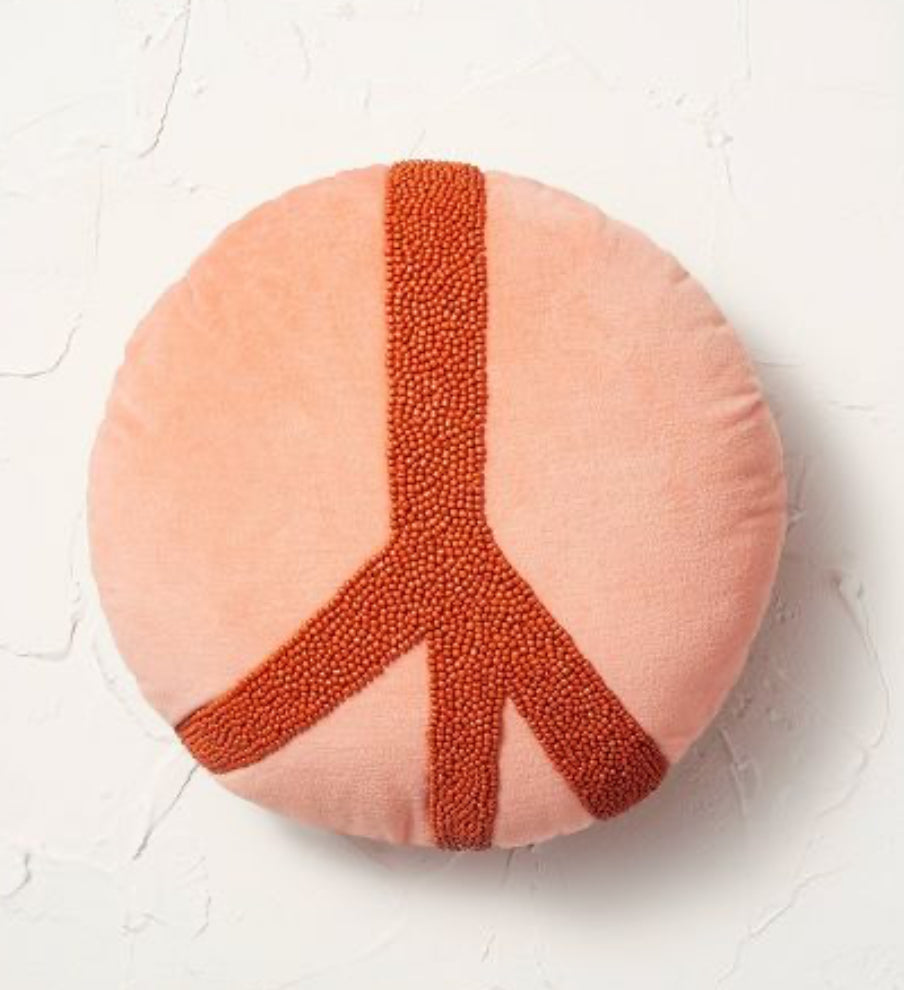 Beaded Peace Sign Round Throw Pillow - Opalhouse™ designed with Jungalow™