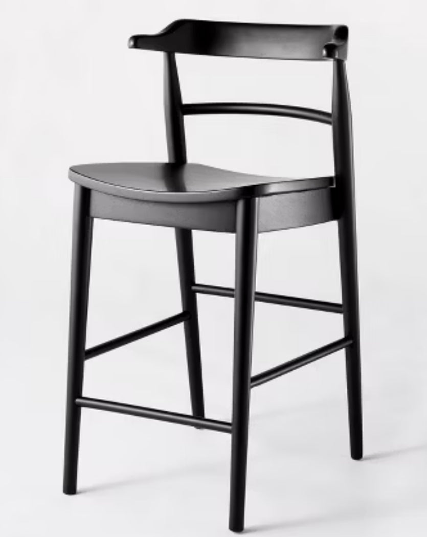 Kaysville Curved Back Wood Counter Height Barstool Black - Threshold designed with Studio McGee: Chic, Sturdy Frame, Footrest LPEU841959