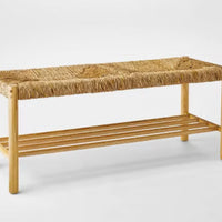 Bench with Woven Frame Light Brown - Threshold™ designed with Studio McGee: Ash Frame, Rectangle Shape, No Upholstery