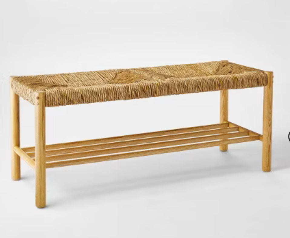 Bench with Woven Frame Light Brown - Threshold™ designed with Studio McGee: Ash Frame, Rectangle Shape, No Upholstery