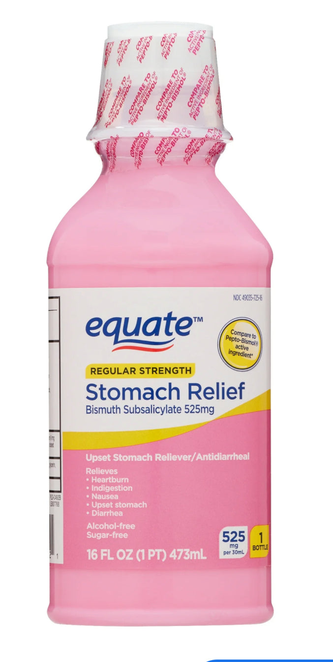 Equate Alivio Del Malestar Estomacal con Bismuto Líquido Concentración Regular, 16 fl oz (473 ml) DLC: Janv27