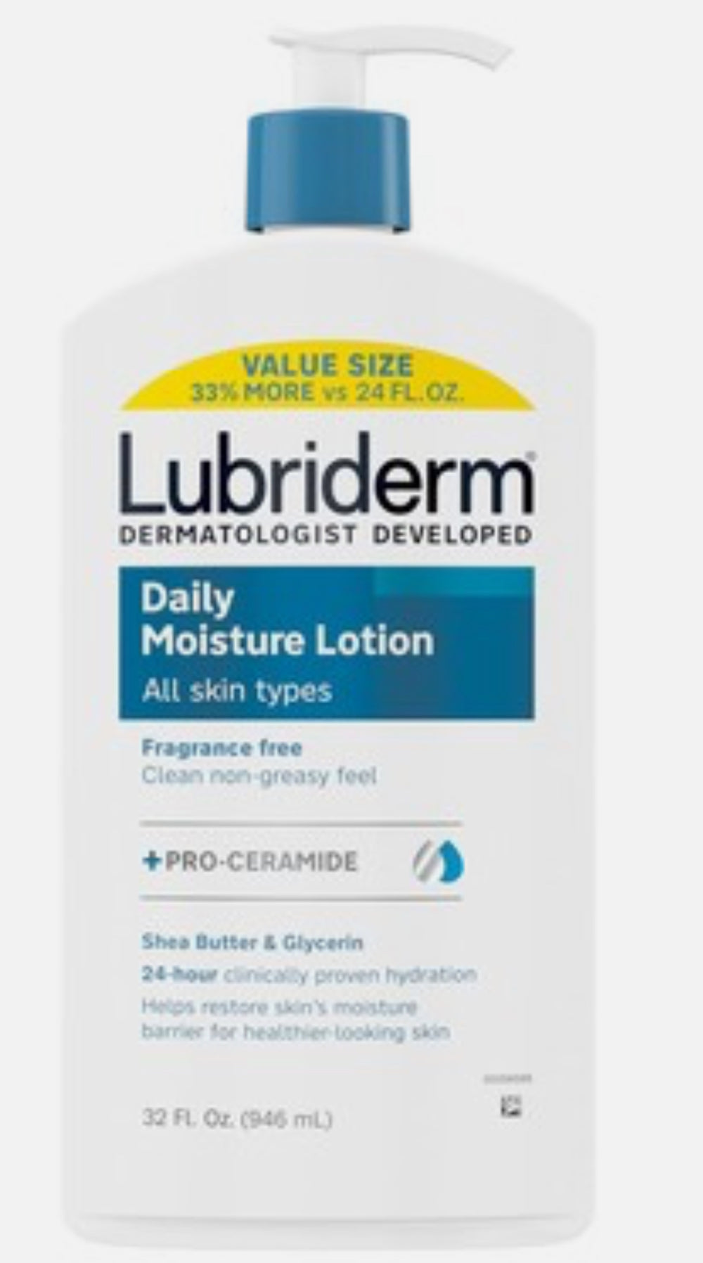Lubriderm Value-Size Daily Moisture Lotion + Pro-Ceramide with Shea Butter 946 mL