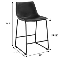 
              Walker Edison Douglas Urban Industrial Faux Leather Armless Counter Chairs, Set of 2, Black, 20"D x 18.5"W x 34.5"H
            