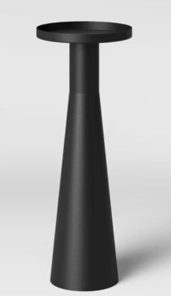 Alester Round Smooth Metal Drink Table Black - Threshold: Luxury Glam Style, Iron Pedestal Base, No Assembly Required LPEU840350