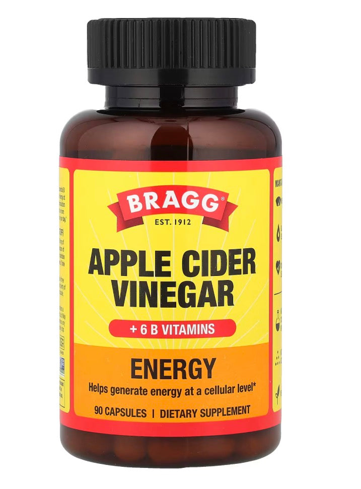 Énergie, Vinaigre de cidre de pomme + 6 vitamines B, (90 capsules) DLC: 11/2027