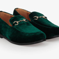 Mocassins verts en velours garçon