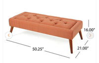 
              Accent Orange and Light Brown Polyester Rectangle Accent Ottoman
            
