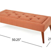 Accent Orange and Light Brown Polyester Rectangle Accent Ottoman
