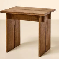 Wooden Stool or Ottoman - Aged Oak - Hearth & Hand™ with Magnolia: Farmhouse Accent, Rubberwood Frame, 18" Height