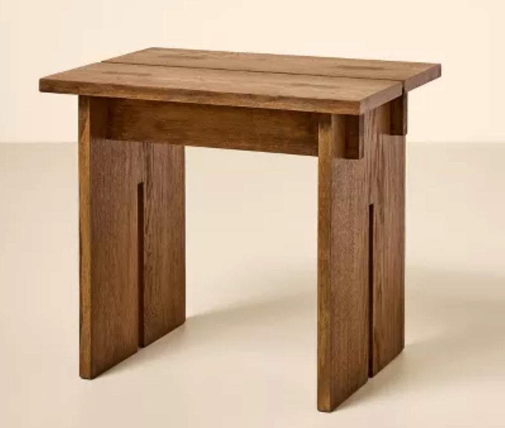 Wooden Stool or Ottoman - Aged Oak - Hearth & Hand™ with Magnolia: Farmhouse Accent, Rubberwood Frame, 18