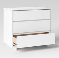 
              Modern 3 Drawer Dresser White - Room Essentials: Laminated, CARB Certified, Includes Anti-Tip Hardware
            
