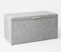 
              Lynwood Cube Bench Ticking Striped (FA) - Threshold designed with Studio McGee: Navy Upholstered Lift-Top Storage
            