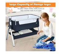 
              Costway Baby Bassinet Bedside Sleeper w/Storage Basket & Wheel for Newborn Navy
            