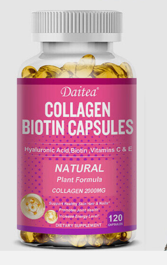 Capsules de biotine de collagène 120 capsules - Soutient une peau DLC: Avril27