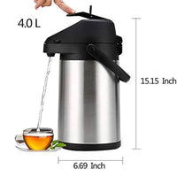 HTH Thermos Flask Push Jugs Double Wall Stainless Steel Vacuum Flask 4L