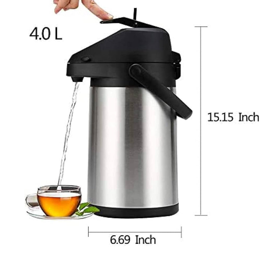 HTH Thermos Flask Push Jugs Double Wall Stainless Steel Vacuum Flask 4L