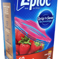 Ziploc Resealable Food 50 Storage Bags Genuine Zip Lock Freezer Snack Sandwich (17.7 cm x 18.8 cm)