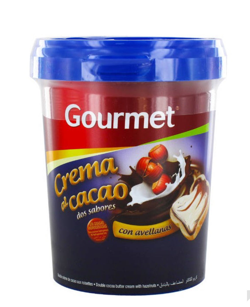 CREMA CACAO CON AVELLANAS 2 SABORES 500G GOURMET
