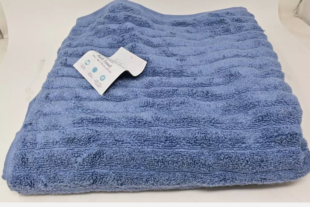 WelHome 100% Cotton Bumpy Textured Bath Towel Blue