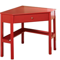 Medford Corner Desk with Storage Red - Buylateral: Pine Wood, MDF, Fixed Shelf, 100lb Capacity