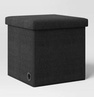 
              Collapsible Dorm Single Storage Ottoman Black - Room Essentials: Upholstered, Textured Fabric, Wood Frame, Storage Lid
            