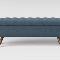 Arthur Tufted Storage Bench Blue - Threshold: Elegant Bedroom Ottoman with Interior Space