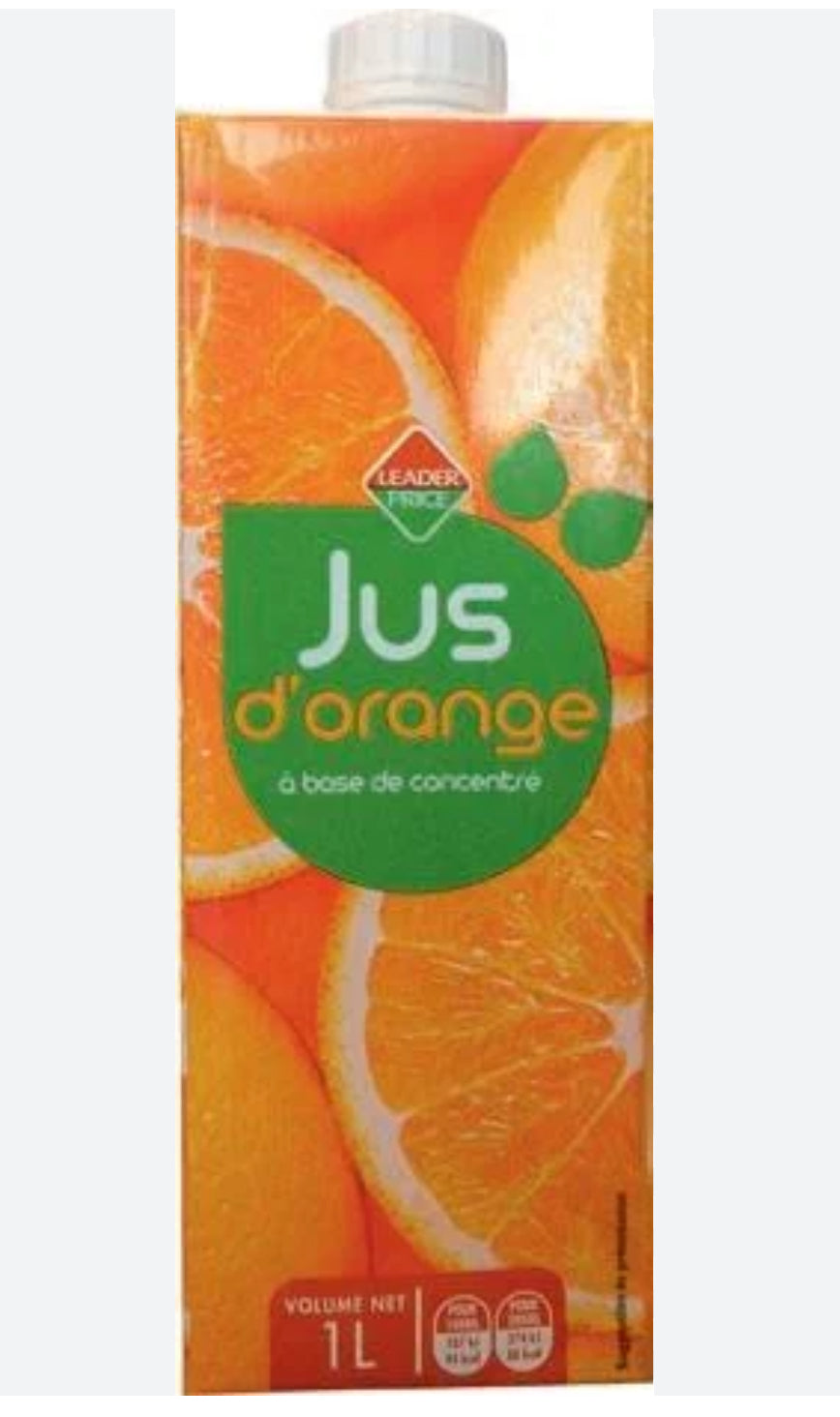 Leader Price Jus d’orange 1 L DLC : 12 Sept2024