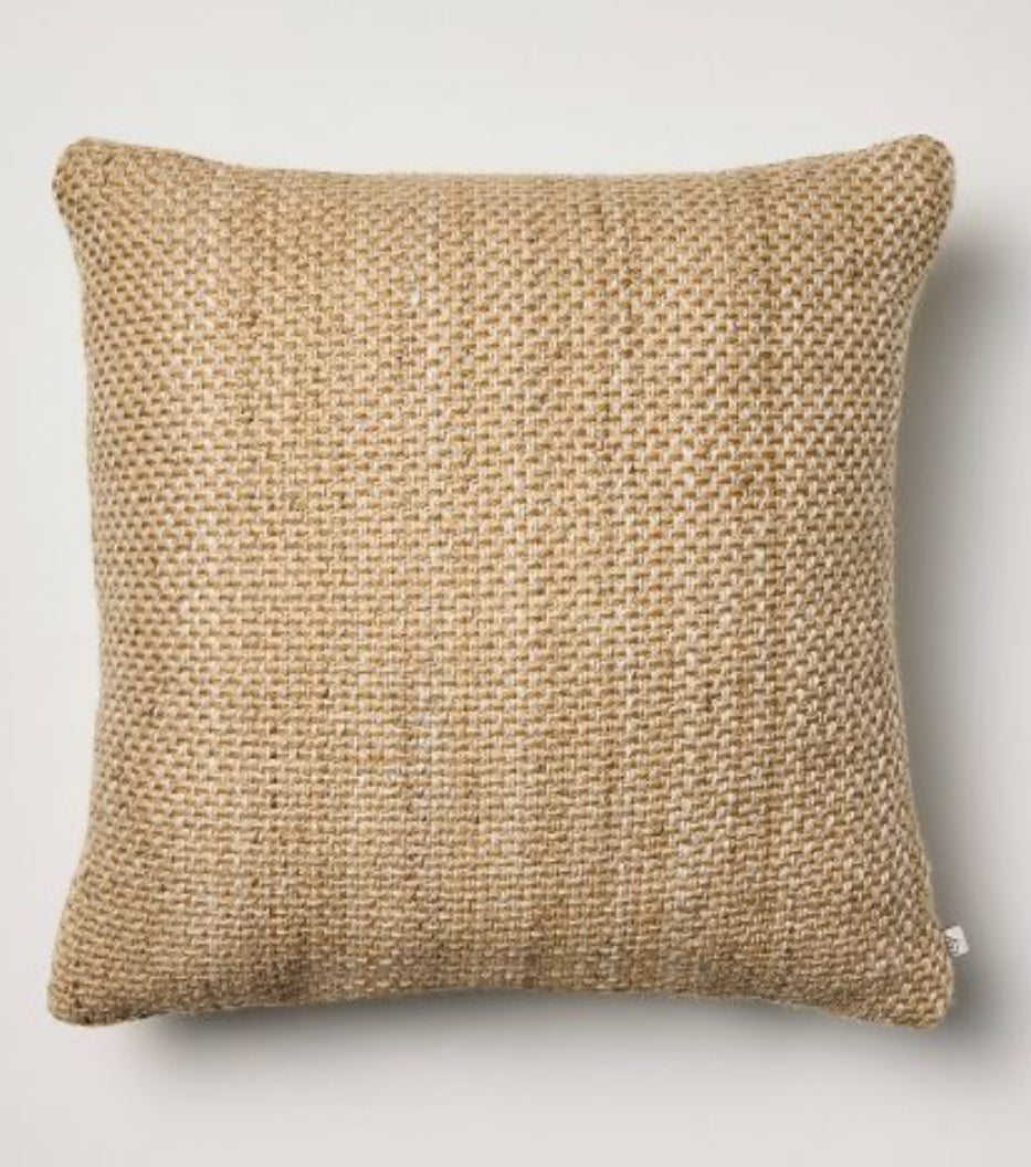 Neutral Woven Indoor/Outdoor Square Throw Pillow Beige/Natural: Weather-Resistant, Textured - Hearth & Hand™ with Magnolia