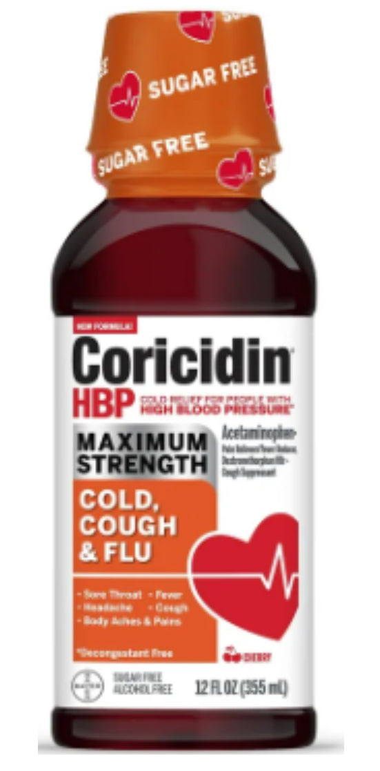 CORICIDIN HBP CHEST AND COUGH AND FLU, CEREZA 355ML DLC: Mars25