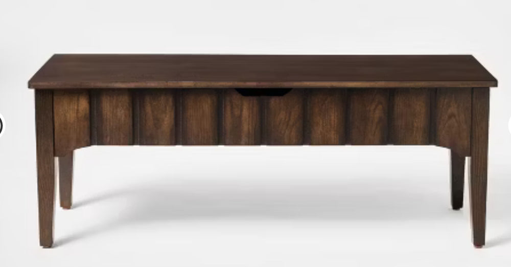 Palma Wood Base Storage Ottoman Dark Brown - Threshold designed with Studio McGee LPEU844617