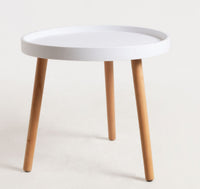 
              Round Tray Table 50 cm, Bedroom Balcony Coffee Table Sofa End Table – White, Pink, Blue Plastic Top, Beech Wood Legs Original Table (Size: 50 x 50 x 35 cm)
            