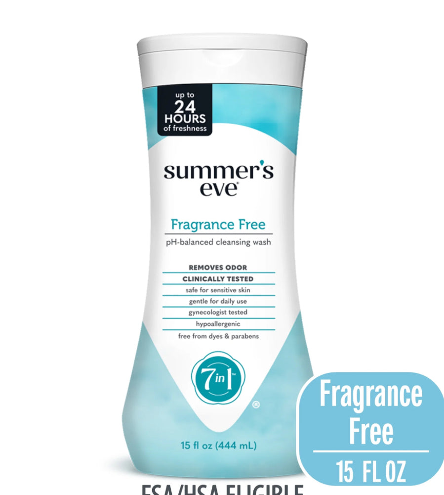 Summer’s Eve Fragrance Free Gentle Daily Feminine Wash, Removes Odor, pH Balance, 15 fl oz