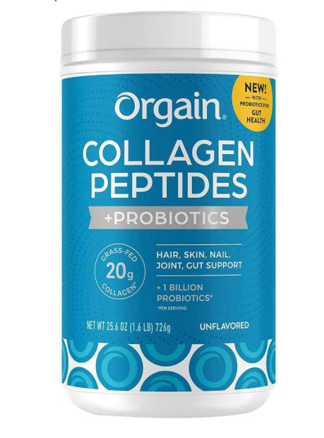 Orgain Collagen Peptides + Probiotics, Unflavored, 1.6 lbs 726g DLC: 13 AVR2025