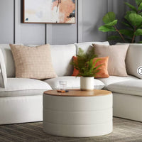 Tray Top Upholstered Storage Cocktail Boucle Ottoman Cream/White - Threshold LPEU693541