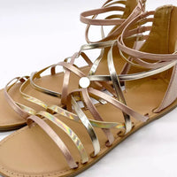 Cat & Jack NWT Girls 3 Dion Rose Gold Metallic Strappy Back Zip Gladiator Sandal (Lot de 10,000)