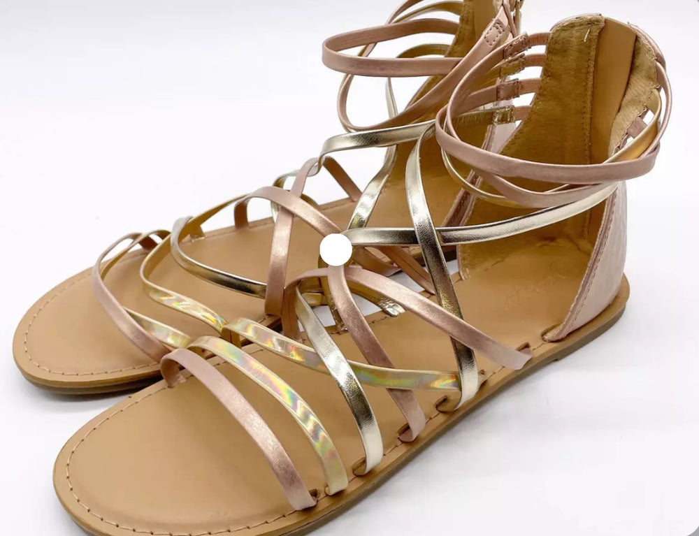 Cat & Jack NWT Girls 3 Dion Rose Gold Metallic Strappy Back Zip Gladiator Sandal (Lot de 10,000)