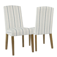 Set of 2 Classic Parsons Dining Chairs Blue Calypso Stripe - HomePop: Upholstered, Foam-Filled, Wood Legs
