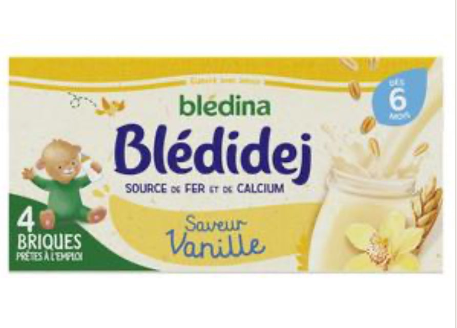 Blédina - Blédi'dej Céréales Lactées Vanille Brique Bébé Dès 6 mois
(4x25cl) DLC: 03 Janv25