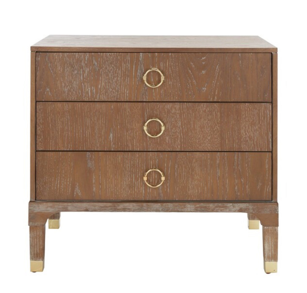 Lorna 3 Drawer Nightstand Navy - Safavieh LPFN974893