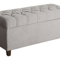 Ainsley Button Tufted Storage Bench - Silver Ash - HomePop (L 1m x 25cm, La 45cm, H 45cm,)