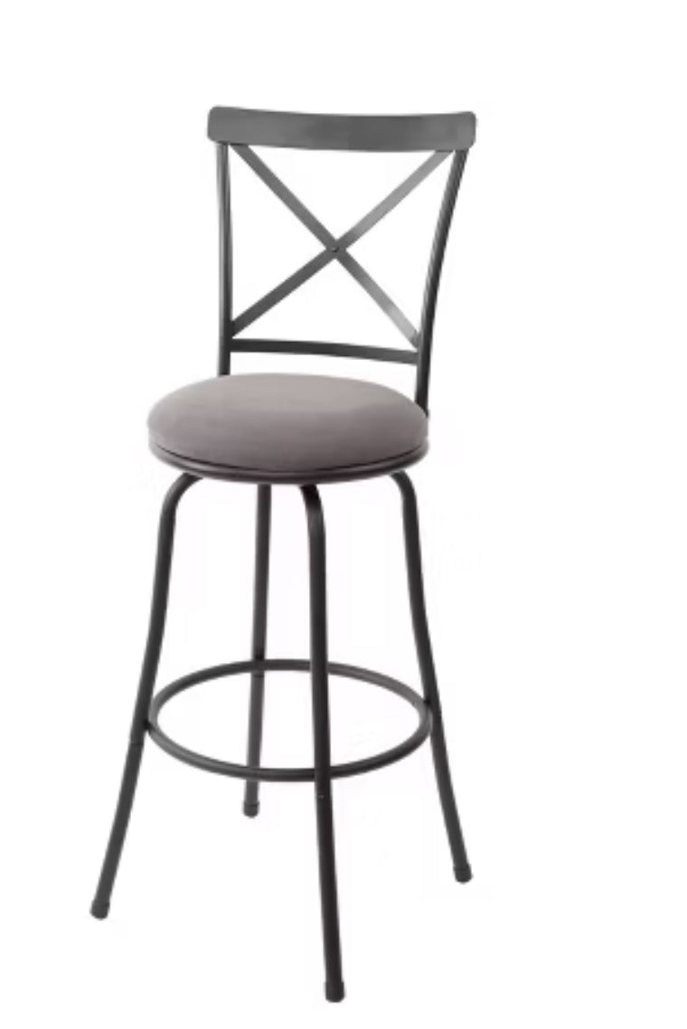 Karson Adjustable Height X Barstool Light Bronze - Holli Furniture: Swivel, Upholstered, Metal Frame LPFT079503