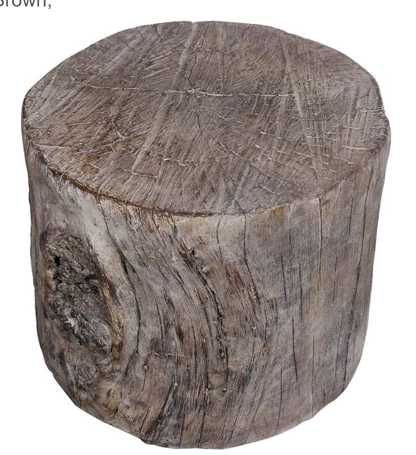 Benzara BM158297 Tabouret en ciment antique en forme de souche d'arbre Marron