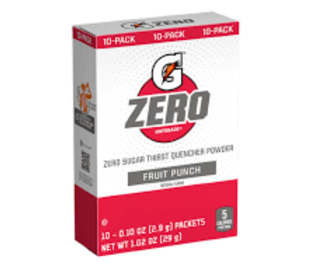 Gatorade Zero Sugar Sports Drink Powder Mix, Fruit Punch (10pk - 29g )DLC: 08 Fév26